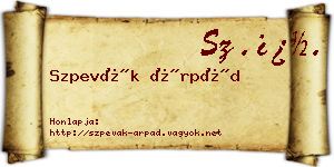Szpevák Árpád névjegykártya